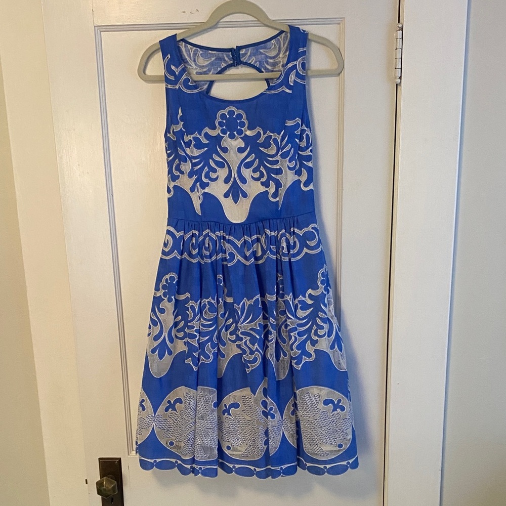 NWT Plenty by Tracy Reese Azure Blue and White lace dress size 6